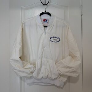 Swingster White Half Zip Pullover L Blue Embroidery Retro Athletic Y2K Vintage
